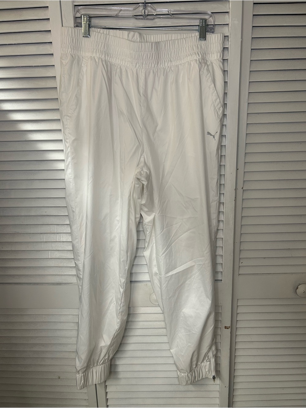 Puma White Elastic Cuff Track Pants Sizeā XL